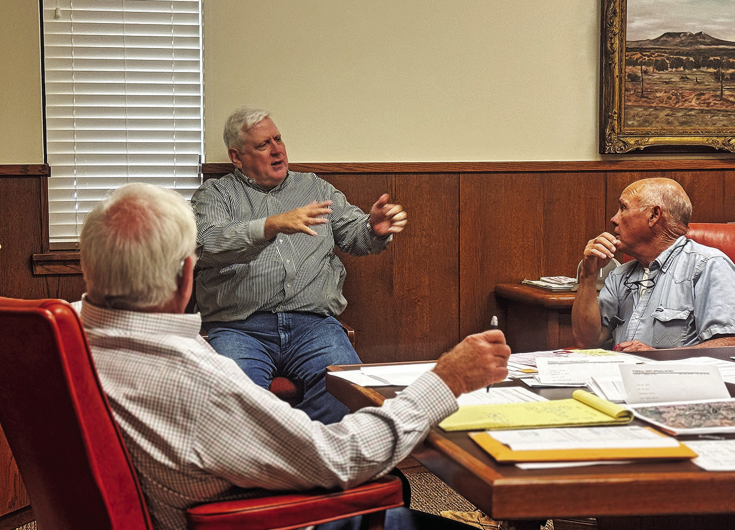Dallas attorney James Payne speaks with Stonewall County Commissioners Court during the June 22 meeting, where he expressed interest in becoming Stonewall County’s next county attorney and expects to meet the state’s six-month residency requirement by August or September. PHOTO BY JEFF HURT