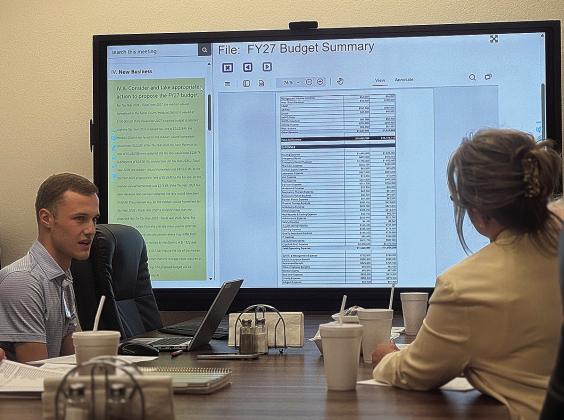 Fisher County Hospital District CFO Caleb White walks board members through the proposed budget and tax rate ahead of its formal adoption set later this month.