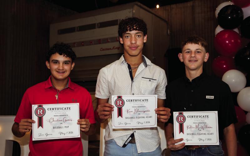 Jr. Christian Gomez recieves Lion Baseball MVP while jr. Kamermon Blassingame &amp;amp; fr. Kolter McWilliams recieve the Lion Baseball Fighting Heart Award.