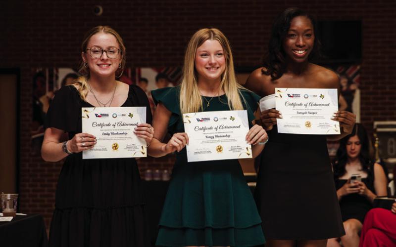 Seniors Emily &amp;amp; Kenzy Blankenship and Jamyah Keeper recognized for Excellence in CTE coursework.