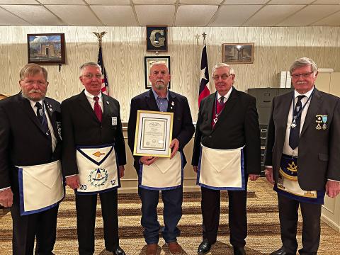 WM Robert Kelly, Mickey Sargent, David Hargrove, Jerry Pingle and Bob Robertson.