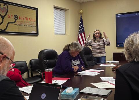 SMHD employee representative, Molly Wells, discusses new time-off policies at Monday’s meeting.