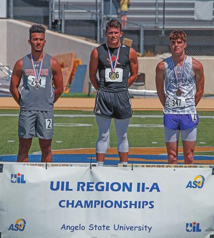 Roby's Kaige Covington claimed the Gold in the 100 M Dash, 200 M Dash, and the Long Jump. He will be competing at State in all 3 events.