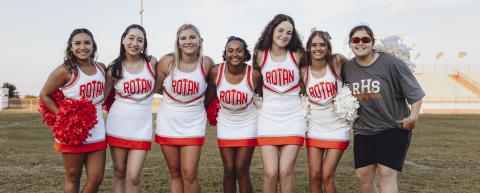 L-R: Shyanne Gaspar, Joey Lujan, Keira Burrows, Belle Turner, Alexus Stephens, Madison Fillingim. Mascot: Makayla Brewer. Photo by: Mark Martinez