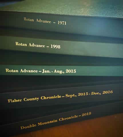 Newspaper Archive Books dating back to 1969 until present day can be see at the Newspaper Office in downtown Rotan. 