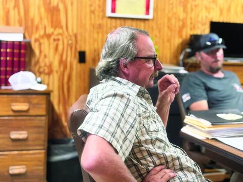 Roby City Manager Jack Brown informs council members that while not yet awarded, the Texas Water Development Board accepting the city’s application for $6 million in grant funding is a “good sign”. PHOTO BY JEFF HURT