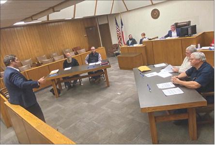 Representing Precinct 3 Commissioner Preston Martin, Russell Lorfing spoke to the Fisher County Commissioners Court during the April 10 meeting, presenting the request that the county cover Martin's legal fees associated with the State's civil suit.