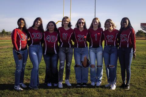 Lady Hornet Junior Varsity Volleyball L- R: Vaani Bhakta, Shelby Roberson, Mikayla Daniel, Hadley Mclaury, Raelynn Bradley, Matti Polk, Regan Polk, Jamyah Keeper.