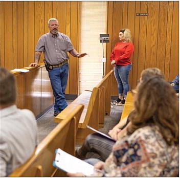 Fisher County Sheriff Simon Wade updated the Commissioner Court along with the public on his plans for improving Fisher County Sheriff Department. PHOTO BY TRICIA HURT