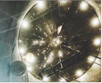 NOT THE NIGHT SKY: This picture was taken from the interior of the City Of Rotan’s South Tower, highlighting the extent of damage to its deteriorating roof. COURTESY CITY OF ROTAN