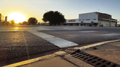 Traffic is lighter these days on Rotan's Sammy Baugh Ave after summer storms and heavy rainfall has devastated local commerce, leaving many long time store fronts empty. PHOTO BY MARK MARTINEZ