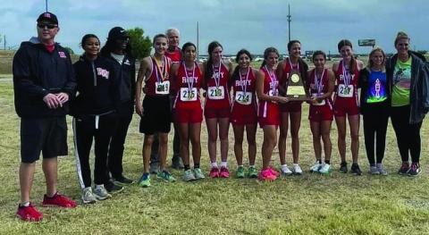 Roby CISD athletes will be heading back to another state compeition. Friday, November 3rd at 10 am these group of Cross Country athletes will be running for a state medal at Old Settler's Park in Round Rock. Pictured l -r : Brain Lummus, Joselynn Williams, Coach Kim Williams, Camden Lummus, Ivy Espinoza, Saylor Smith, Emma Carreon, Chasity Benson, Hailee Garmer, Lilli Benson, Taylor Jeffrey, Brylie Dunivan and Coach Jolana Calhoun. COURTESY PHOTO
