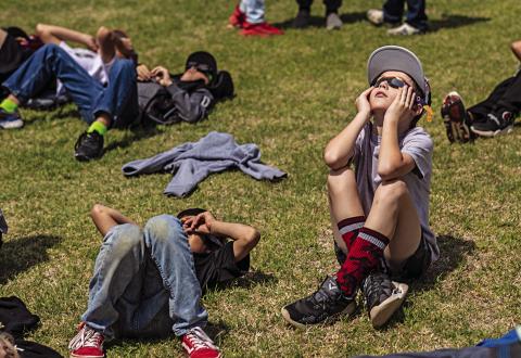 Many of these Rotan ISD Elementary students won't have an opportunity to witness another total eclipse until they are nearly 30 years old. PHOTO BY TRICIA HURT
