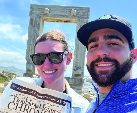 Jacy Sparks and Max Makin not only took along the DMC on their trip to the Temple of Apollo, Naxos Island of Greece, but they also got engaged while there! Tow first for the DMC! Congratulations Jacy and Max!Going on a trip, whether near or far? Take the Double Mountain Chronicle. You can email it to publisher@dmchronicle.com or text us at 325-933-8129