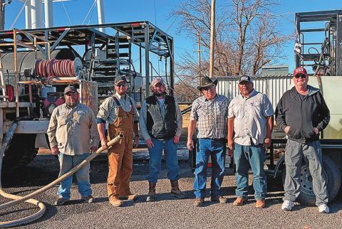 Roy Hernandez, Trey Castaneda, Junior Flores, Guy Walker, City Administrator Lorenzo Calamanco. and Kenny Smart (Photo by Liz Adams)