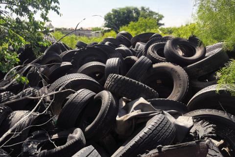 This tower of tires, located just off Aspermont’s main corridor, was the focus of a recent TCEQ investigation and could be a costly issue to mitigate for the city.