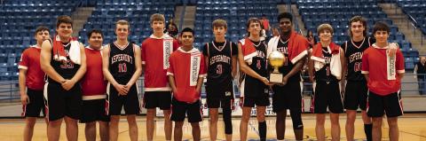 Bi-District Champion Aspermont Hornet Basketball Team L-R: Kolby Gilbreth, Abram Lopez, Junior Hernandez, Jasper Hoppe, Sebastian Kordes, Calob Castaneda, Seth Johnson, Kade Morris, Donovan Miller, Keltyn Van Meter, Wesley Koenig, Carson Guidry. The Hornets defeated the Electra Tigers 52-39, whom they previously fell to in the Regional Quarterfinal Round last season. PHOTO BY: MARK MARTINEZ
