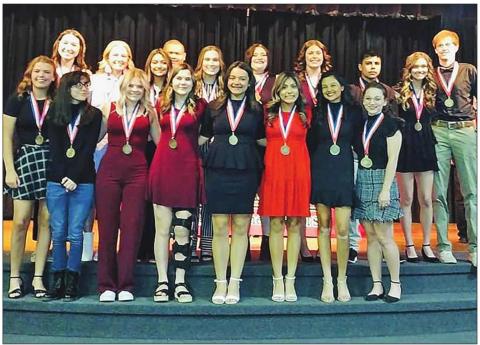 Cast & Crew of Aspermont's One Act Play L-R: Jessi Rabel, Payton Potts, Alexus Garcia, Garrett Louis, Kelly Lowack, Zoey Cooper, Georgia Fraser, Calob Castaneda, Hadley McLaury, Olen Johnson, Gyongyver Kovacs, Lexie Cooper, Regan Polk, Shaincey Polk, Peyton Calamaco, Lauren Rojas, Leah Salazar, Amilia Hecht.