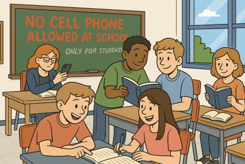 A new Texas law banning student cell phone use during school hours aims to reduce distractions and improve classroom focus, but it raises questions about teacher accountability and consistent enforcement. AI generated image