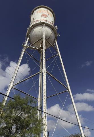 This often-photographed structure has stood near Rotan's center, distributing water to hundreds of residents for around 100 years, but as it continues to deteriorate, it could be more expensive to restore the aging tower than to replace it. PHOTO BY MARK MARTINEZ