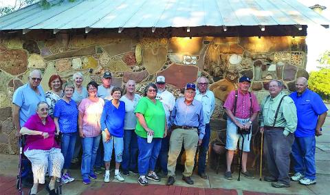 Lois Adams took a picture of the members of the Field Trip to Brother Yeats' House of Memories and Pecan Orchard. Back Row: Jerry Fry, Roseann Eley, Zenita Gardner, Carl Ford, Mary Lou Rowland, Gary Herrington, Don Weems, Lester Steele, Folsum Bell, Larry Adams. Front Row: Bettie Fry, Manan Green, Roenna Thomas, Patsy Lawrence, Zena Herrington, and Bobby Gruben