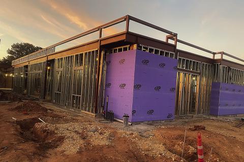 The Fisher County Hospital District's new clinic contruction project continues, with contractors erecting exterior walls and district administrators making decisions about the enterior. ( PHOTO BY JEFF HURT)