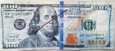 One of at least seven counterfeit $100 bank notes that have been discovered in circulation in Fisher County.