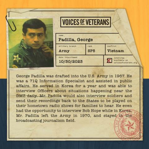 SP5 George Padilla Shares His Story of Service in the U.S. Army During the Vietnam