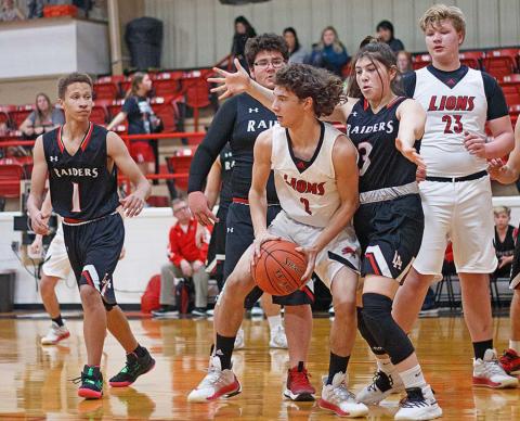 Josh Adames looks for a teamate to pass back to during the games agains tLueders. (Photo by Mark Martinez)