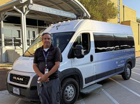 U.S. Navy Veteran and WTVAHCS Veteran Transportation System driver John Kowatch prepares to head out to pick up Veterans and transport them to their appointment.