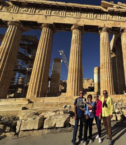 Wayne and Tonya Jones along with Doug and Ellen Mosely did not forget the DMC on their vacation to Greece! Even though it took serval attempts to get the perfect photo at The Parthanon in Athens, Greece they had a great time exploring! Going on a trip, whether near or far? Take the Double Mountain Chronicle. You can email your photo to publisher@dmchronicle. com or text us at 325-933-8129.