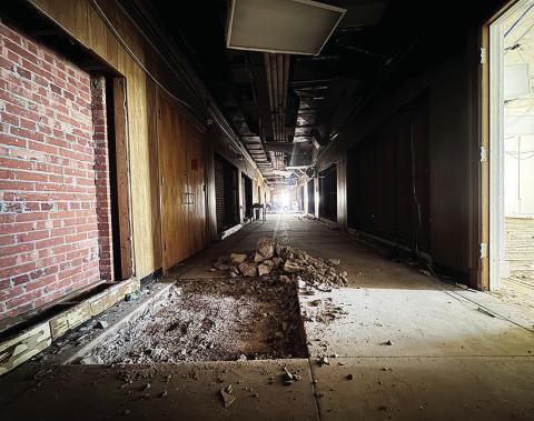 Exposed brickwork and chipped out concrete mark the early demolition phase inside Aspermont ISD’s junior high building, part of the district’s ongoing bond project to modernize facilities. Crews are nearing completion of the teardown before reconstruction begins in early 2026. JEFF HURT
