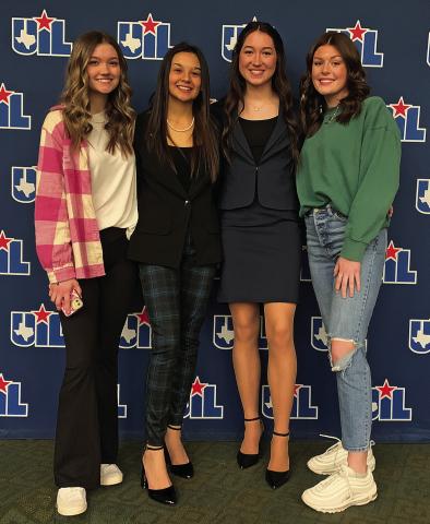 Hadley McLaury, Leah Salazar, Jessi Rabel, Georgia Fraser traveled to Austin for the UIL State Congressional Debate competition