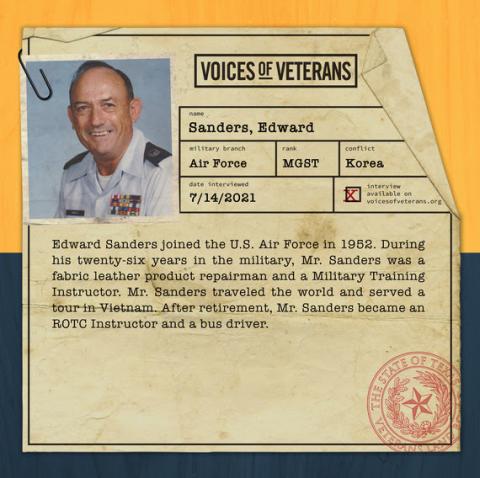 MSgt Edward Sanders Shares His Story of Service in the U.S. Air Force During the Vietnam War
