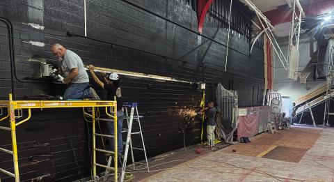 Contractors are busy at work at the Aspermont ISD gymnasium with a goal of completing the renovations ahead of the upcoming school year.