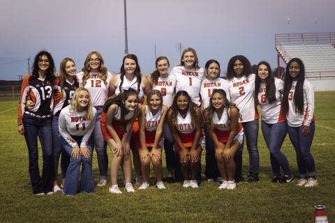 Yellowhammer Volleyball Team L-R: Karlie Buchanan. Karly Briggs, Abby Moffett, Chesney Fronterhouse, Tylee Fillingim, Becca Kincheloe, Janoah Lopez, Sierra Williams, Brooklyn McArthur, Ana Daniel. Kneeling L-R Olivia Messick, Sophie Jones, Keira Burrows, Jasmine Whitaker, Shyanne Gaspar.