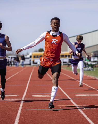 Rotan's Jordan Daniel running the 100m Dash. The Hammer varsity girls finished 11th overall while the boys finished 9th. PHOTO BY MARK MARTINEZ