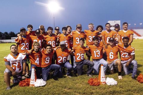 Yellowhammer Football Team Standing L-R: John Fillingim, Jason Daniel, Chris Newton, Cristian Garcia, Cody Means, Jose Garza, Pablo Robles, Robert Montez, Michael Moffett, Hunter Harris, Jayden Louis, Corbin James, Justin Palacios, Justin Shelley. Kneeling L-R: Jacob Luevano, Braxton Mollete, Austin Flores, Manuel Menchaca, Reese Weatherly, Jaxon Warren, Juan Garza, Jordan Daniel.