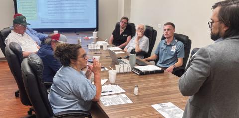 Partner with Kelly Hart &amp; Hallman and counsel representing FCHD, attorney Jeff Allen speaks to officials before the board of directors unanimously approved the amendment to Innovative Solar’s tax abatement agreement during the June 29 meeting.