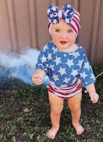 Oaklynn Harms great granddaughter of Jan Harris and great great granddaughter of Sybil Kendrick of Old Glory celebrating her Grandmother Sara Kafer's July 4th birthday. PHOTO SUBMITTED BY JAN HARRIS