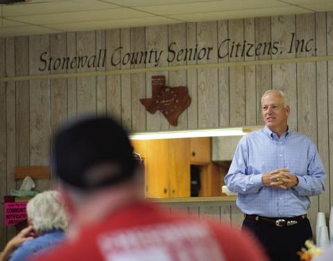 HD-69 Rep. James Frank spoke to residents last week at the Stonewall Senior Citizens Center on a variety of state and local issues during a tour through the district ahead of the November Elections.