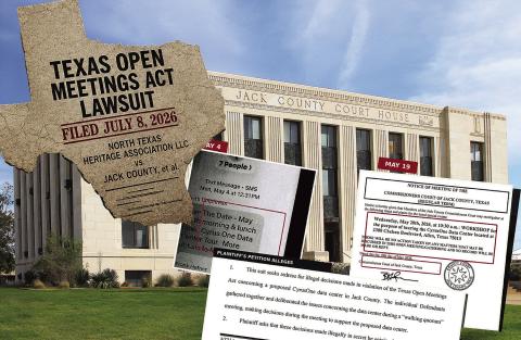 TEXAS OPEN MEETINGS LAWSUIT FOLLOWS JACK COUNTY DATA CENTER TOUR