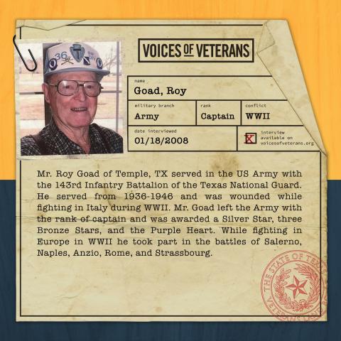 Captain Roy Goad Shares His Story of Service in the U.S. Army