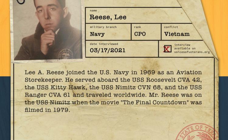 Chief Petty Officer Lee Reese Shares His Story of Service in the U.S. Navy