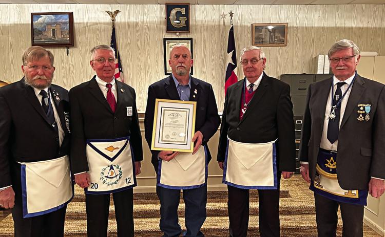 WM Robert Kelly, Mickey Sargent, David Hargrove, Jerry Pingle and Bob Robertson.