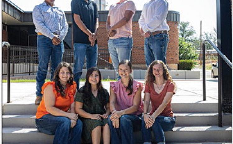 (back row l to r) Manuel Menchaca, Corbin James, Justin Shelley and Hunter Harris. (Front row l to r) Chesney Fronterhouse, Hayden Foster, Becca Kincheloe and Tylee Fillingim. Homecoming King and Queen will be announced during halftime at the football game. Rotan Yellowhammers will be facing off against Woodson Cowboys at 7:30pm on September 8th.