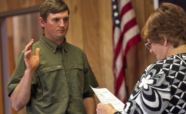 Newly appointed Aspermont City Council member Bailey Springer took his oath of office on Tuesday, where he will Fill the seat of council member Blake Friar, who resigned in June
