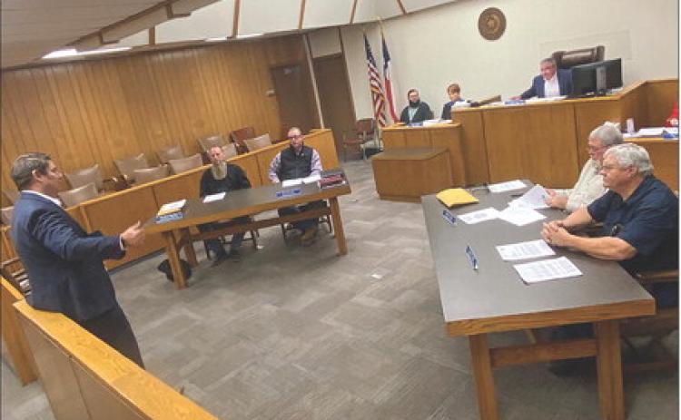 Representing Precinct 3 Commissioner Preston Martin, Russell Lorfing spoke to the Fisher County Commissioners Court during the April 10 meeting, presenting the request that the county cover Martin's legal fees associated with the State's civil suit.