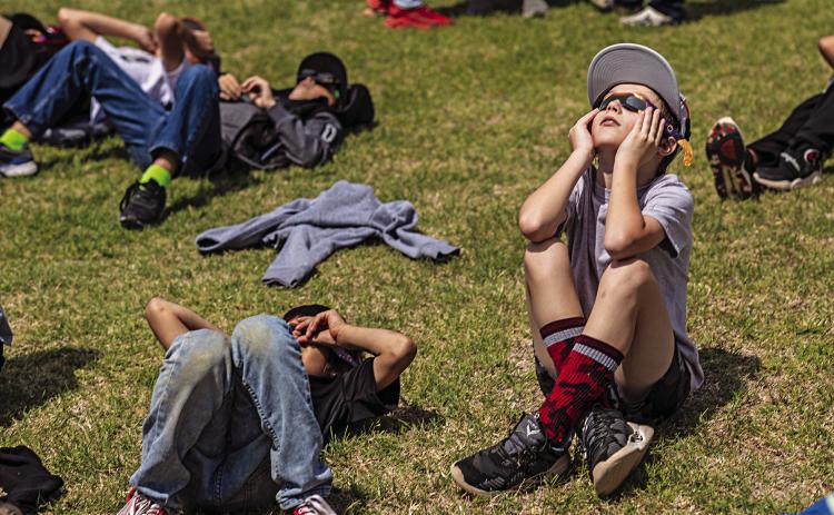 Many of these Rotan ISD Elementary students won't have an opportunity to witness another total eclipse until they are nearly 30 years old. PHOTO BY TRICIA HURT