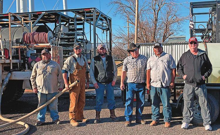 Roy Hernandez, Trey Castaneda, Junior Flores, Guy Walker, City Administrator Lorenzo Calamanco. and Kenny Smart (Photo by Liz Adams)